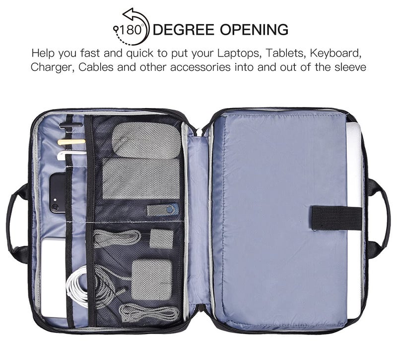 imComor 14 15 Inch Waterproof Laptop Sleeve Men Women TSA Briefcase for MacBook Pro 14 M5/M4/M3/M2/M1, Macbook Air 15 M4/M3, Dell Inspiron 14/XPS 15, Lenovo Acer HP ASUS Chromebook 14 Carring Case, Black - Image 2